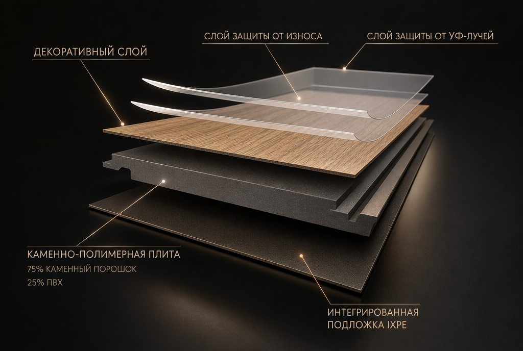 Слои SPC-ламината IDEAL HOME