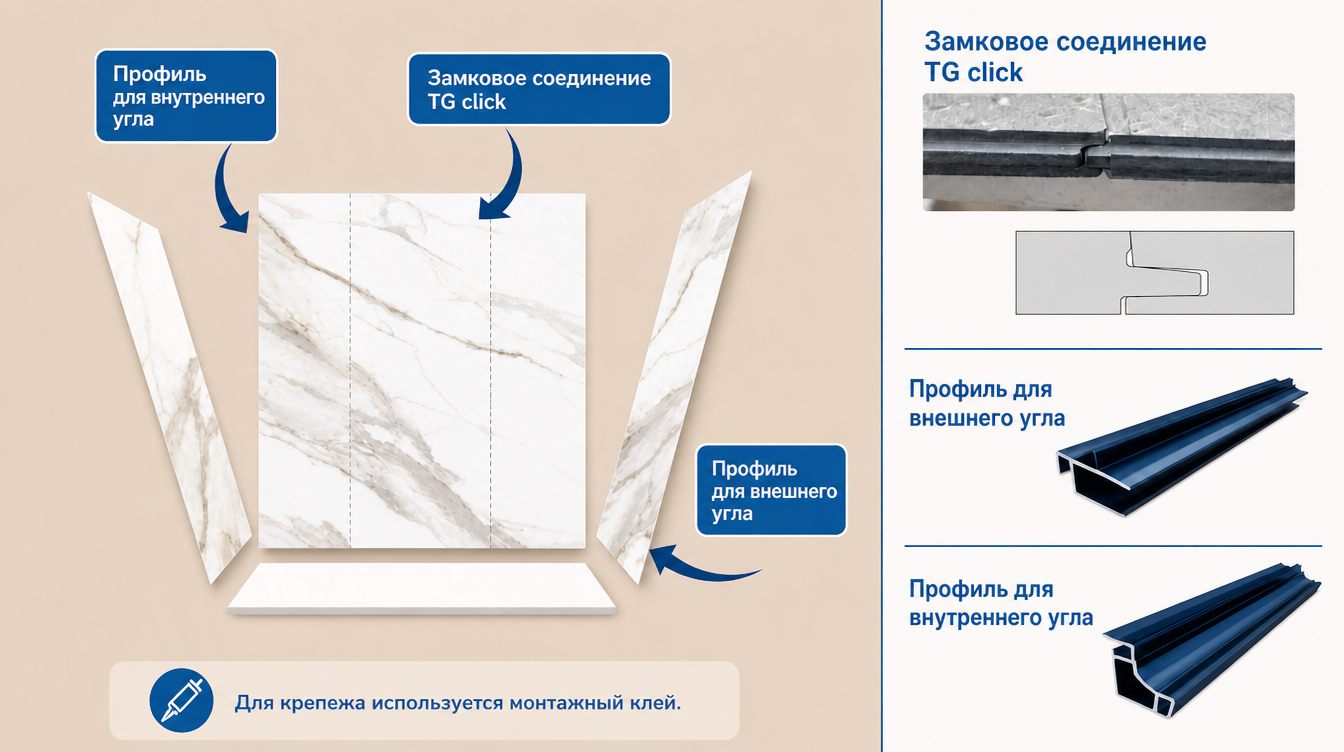 Схема крепежа стеновых SPC-панелей
